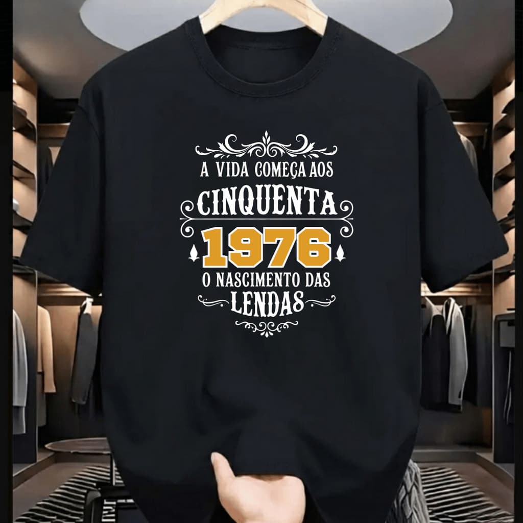 Camiseta em Algodão das lendas nascidas em 1976 50 anos de idade (2026)