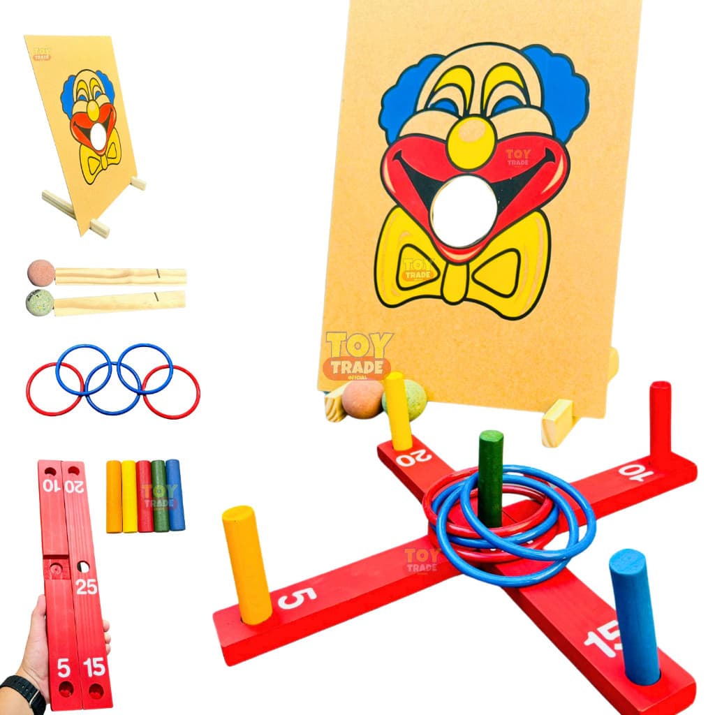 Boca de Palhaço + Jogo de Argolas Cruz Conjunto Gincana Brinquedo Educativo Pedagógico