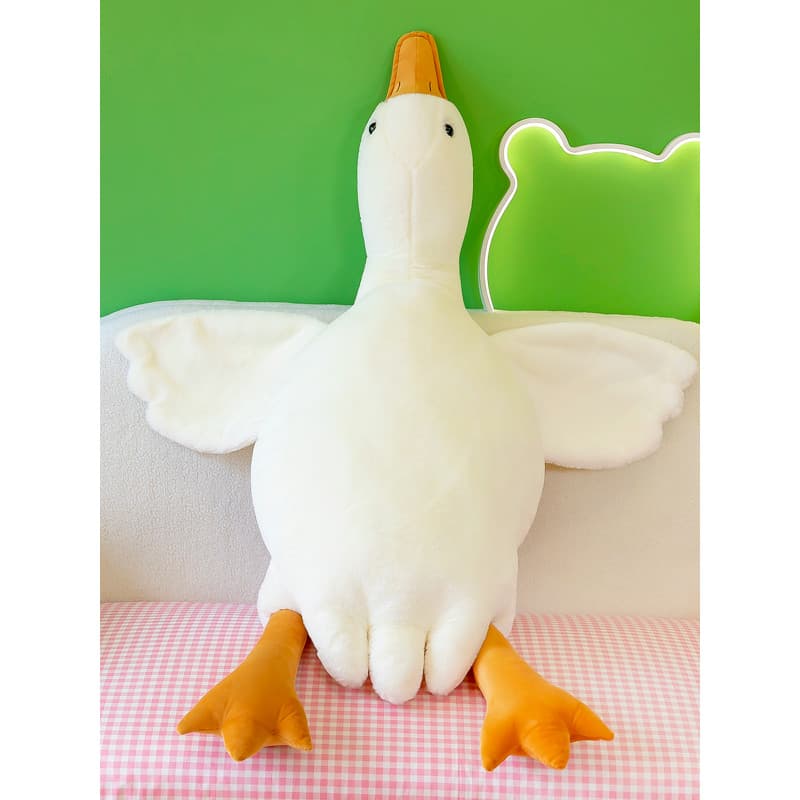 Influenciador grande ganso branco brinquedo de pelúcia escultura em areia boneca bonito pato boneca menina dormir perna