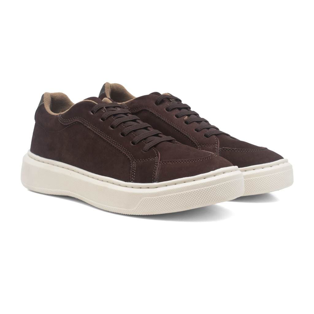Tênis Casual Masculino Elástico Couro Nobuck Sola Alta Sneak