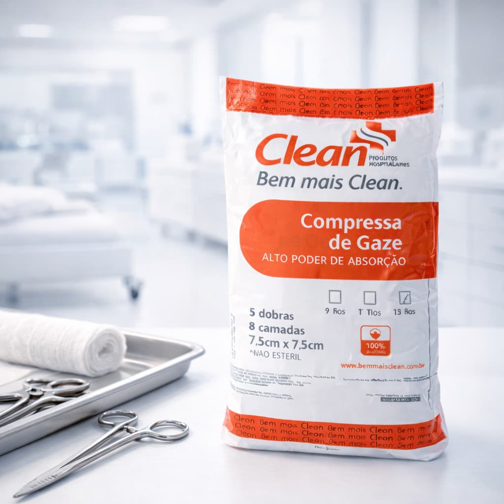 Gaze Hidrófila 13 Fios 240g Clean Não Estéril Uso Geral Clínica Curativo 500un (aproximada) ou 240g