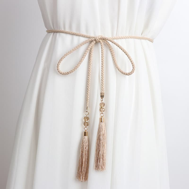 Corda de cintura fina trançada All-Match vestido decorativo estendido arco corda versão coreana estilo antigo Hanfu borl