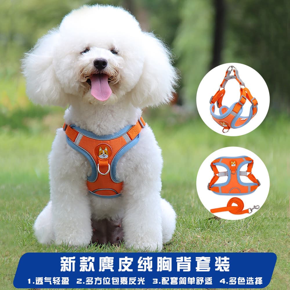 Coleira de cachorro estilo colete cinta peitoral pequeno cão de tamanho médio Teddy Bichon coleira de cachorro corda de