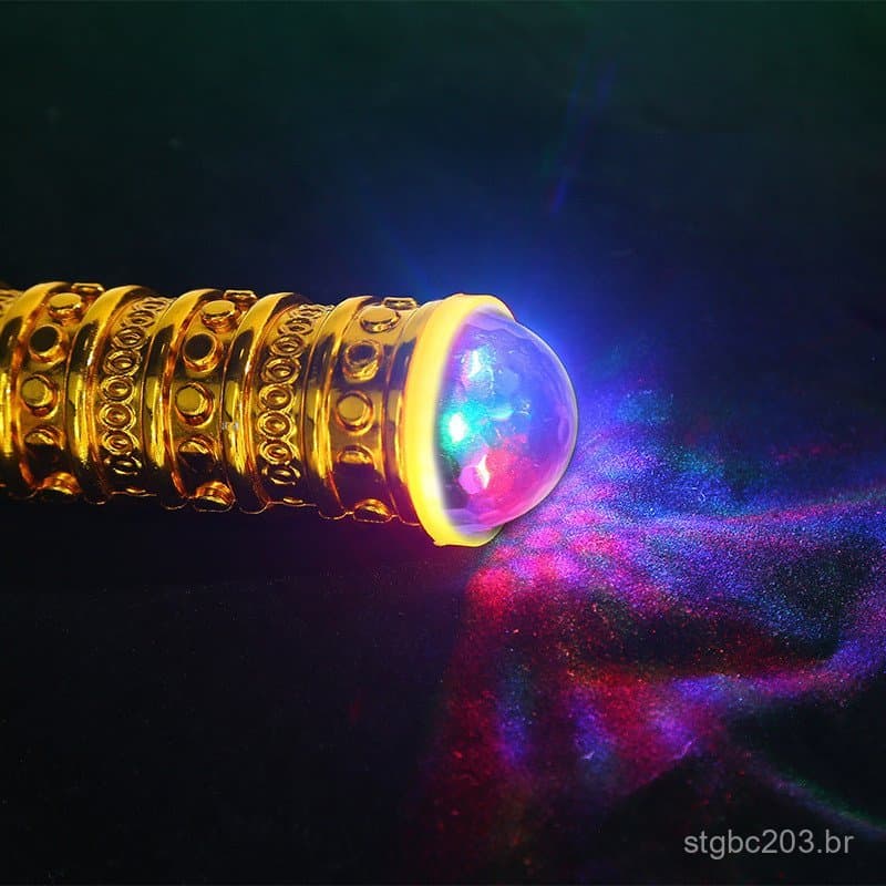 Varinha mágica retrátil com luz do Sun Wukong, brinquedo infantil para apresentações de magia e truques.