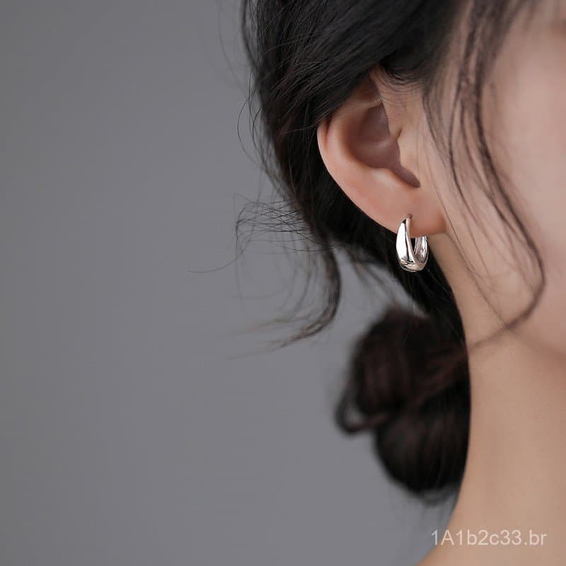 Brincos de argola lisos em prata 925, brincos de estilo minimalista, novos acessórios femininos da moda de verão de 2022