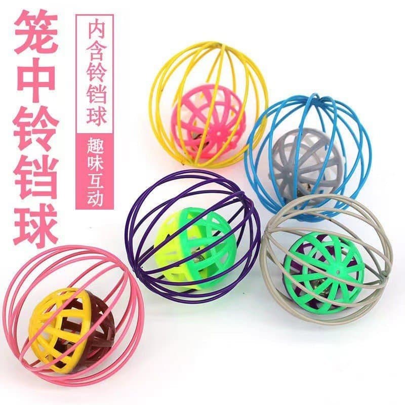Brinquedo para gato: bola de plástico com sino em uma gaiola, brinquedo sonoro para animais de estimação, gadget diverti