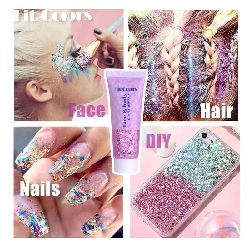 Gel lantejoulas Glitter em pó com cola gelatinosa transparente auto-adesivo palco maquiagem crianças maquiagem artista m