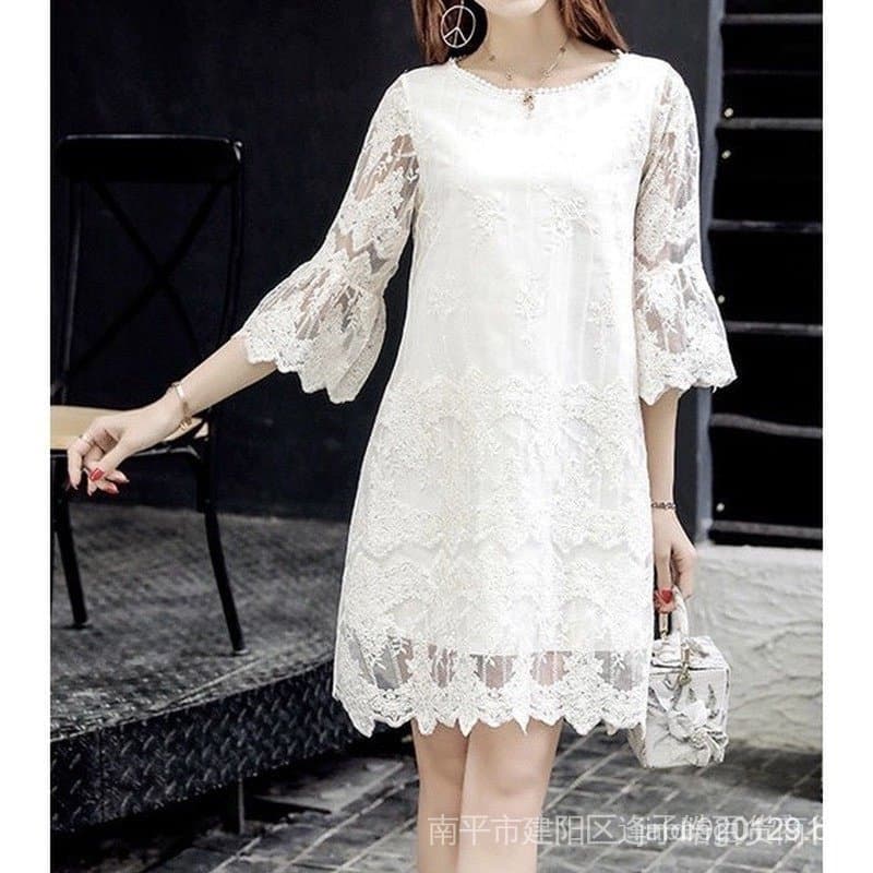 Vestido Branco Casamento Civil Plus Size Bordado Batismo De Noiva Lace PLS Mulheres Coreano Grande