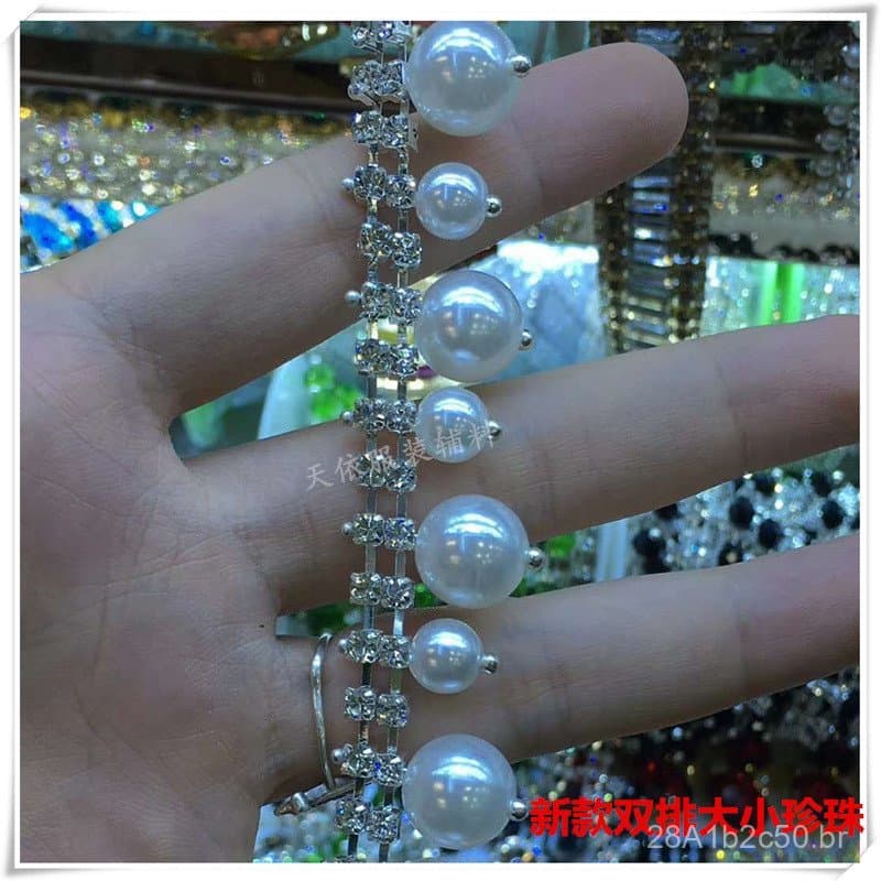 Correntes de strass artesanais mais vendidas, correntes para roupas, correntes de pérolas e strass de pequeno porte no a