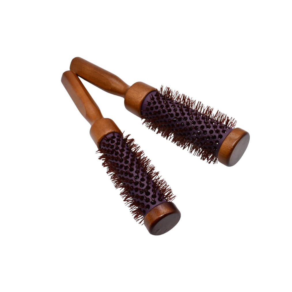 2 Escovas Profissionais Térmica de 25cm de Comprimento com Cabo de Madeira Para Escova de Cabelo