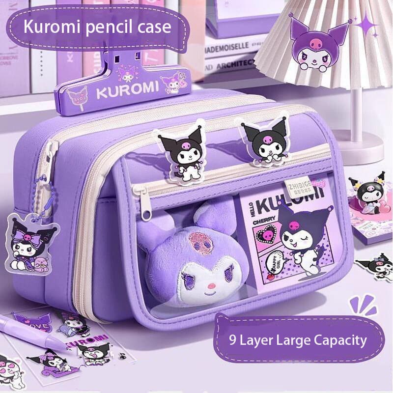 Estojo Kuromi De Grande Capacidade Para Estudantes , Capivara 9 Camadas Transparente À Prova D'água Meninas D80X