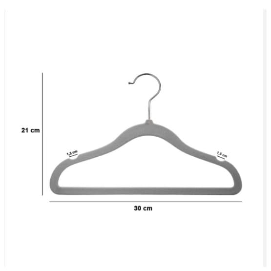 Cabide de Veludo Infantil 30cm Cinza 50 pecas