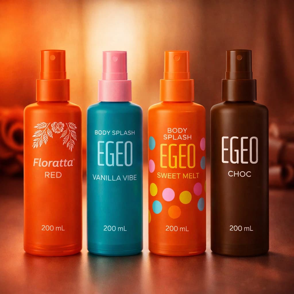 Kit 4 BodySplash Fragancias refrescantes Vanilla, Melancia + Flora + Chocolate (200 ml)