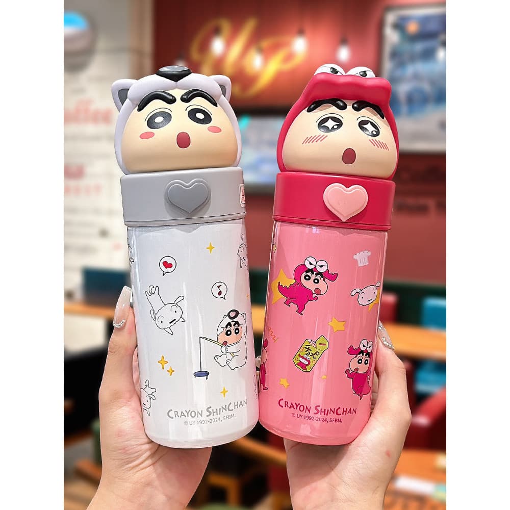 Crayon Shin-Chan copo térmico menina escola dedicado beber direto boca larga copo 2024 novo estilo estudante pequeno cop