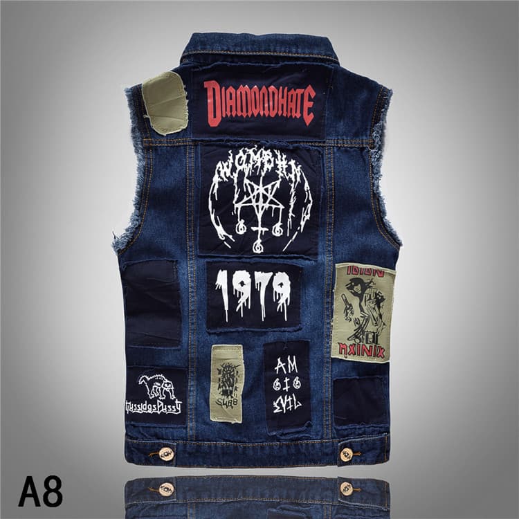 Primavera outono novo estilo versão coreana magro-ajuste na moda colete jeans masculino moda denim colete remendo colete