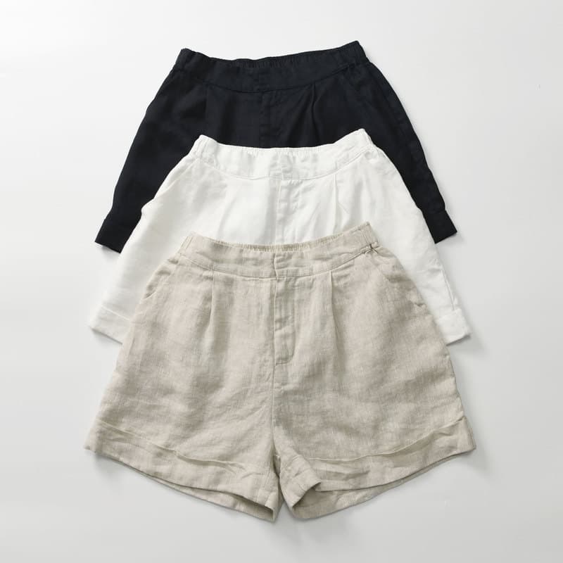 Solto arte cor sólida algodão linho Shorts casuais feminino 2024 verão novo estilo cintura elástica simples All-Match ca