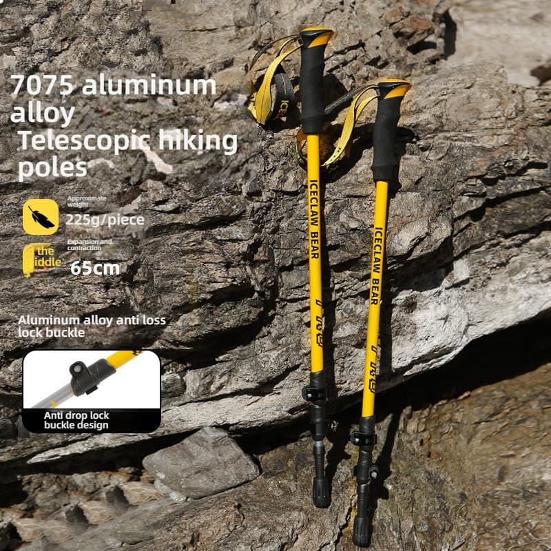 Pólo de caminhada retrátil ao ar livre, equipamento de escalada de montanha