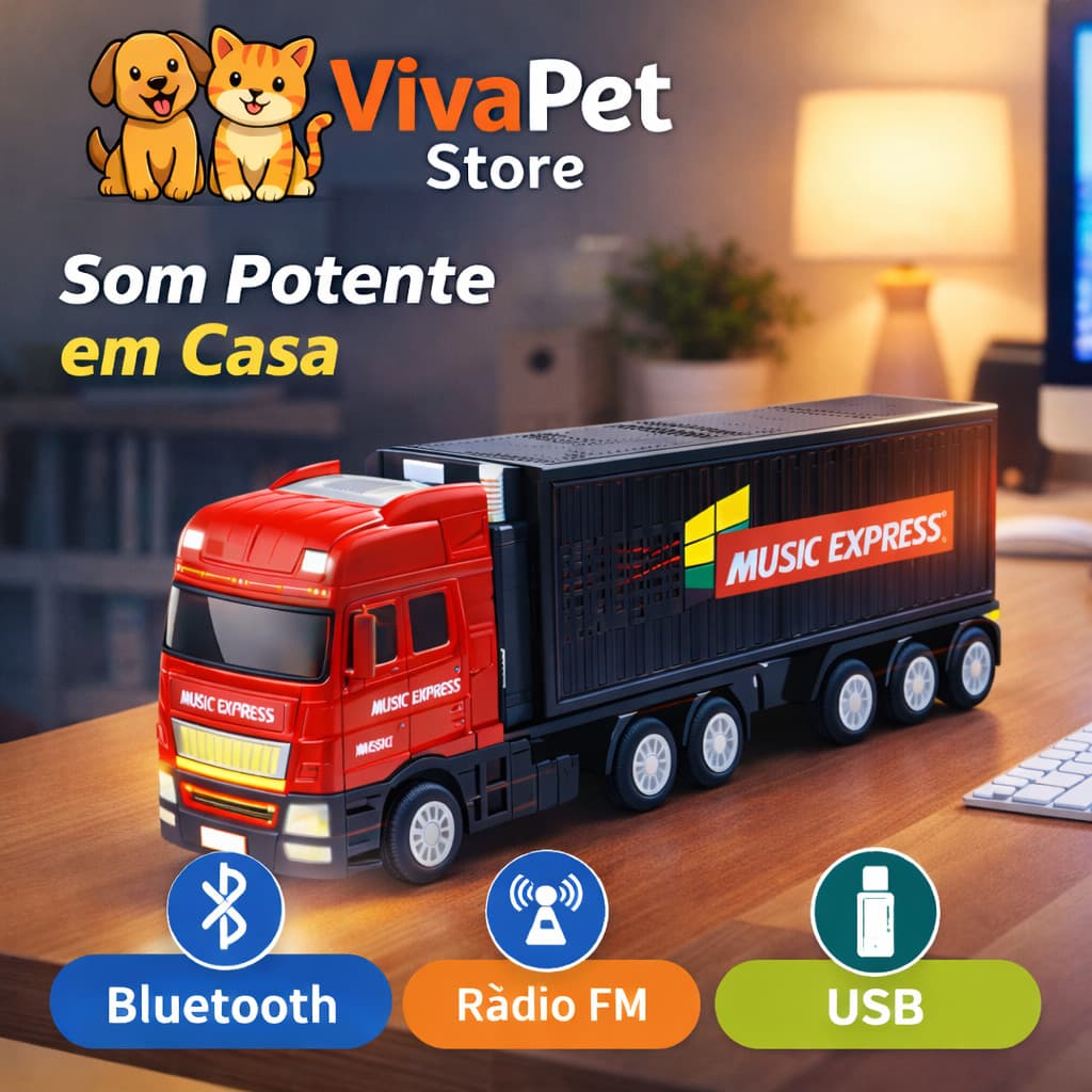 Caixa de Som Bluetooth Caminhão Mini com Rádio FM USB TF | Portátil Recarregável 3W Som Multimídia