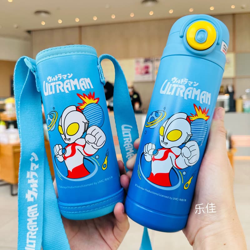 Ultraman copo térmico infantil 316 copo de água de palha de qualidade alimentar estudante beber direto bonito desenho an