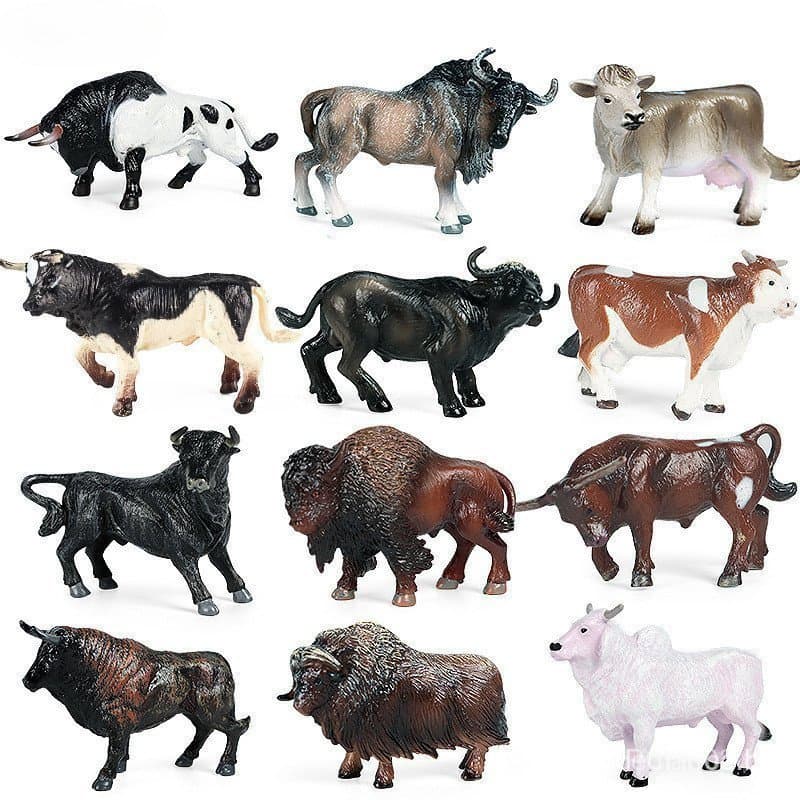 4 Pçs/Set Vaca De Brinquedo Realista Conjunto De Estatuetas De Búfalo De Touro De Vaca De Plástico