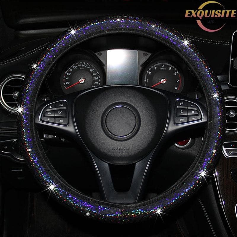 [EL] Capa Universal Para Volante De Carro Com Strass PU E Cristal Novo