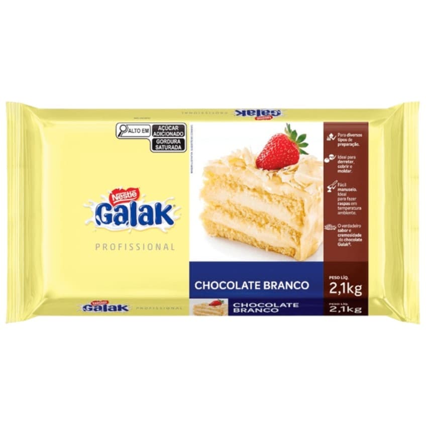 Chocolate Galak Branco Em Barra 2,1kg Nestlé Nobre