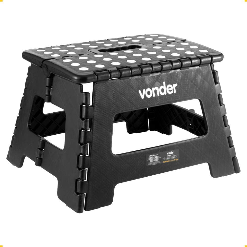 Banqueta Dobrável Plástico 22cm 150kg Preto Vonder