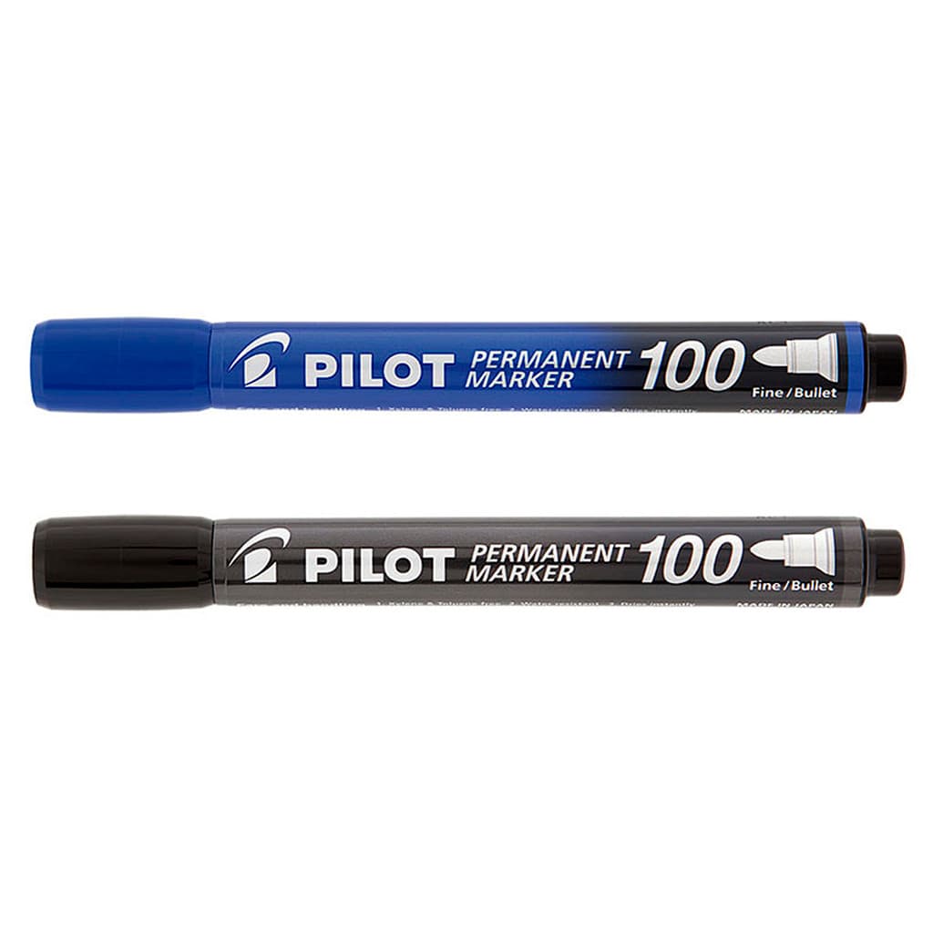 Kit 2 Caneta Marcador Permanente Pilot Azul e Preta SCA-100