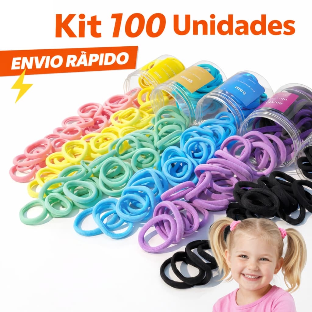 Kit 100 Xuxinha Elástico de Cabelo Xuxinha Adulto Rabicó Acessórios de Cabelo