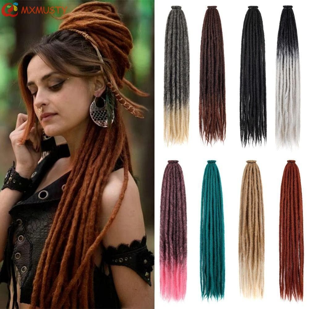 MXMUSTYZA 10 Fios Hippie Dreads , Extensão De Dreadlock Sintético Natural De 36 Polegadas , Cabelo Longo De Tranças De C