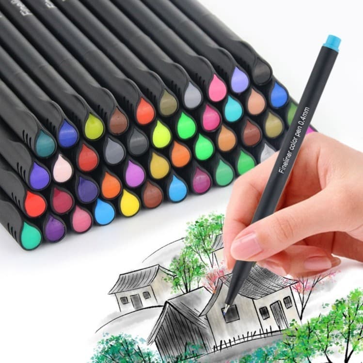 Caneta de seringa ultrafina cor gancho linha caneta conjunto manual caneta estudante arte pintura aquarela quadrinhos li