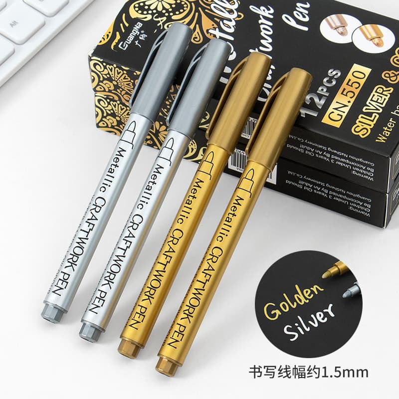 Guangna caneta de pintura dourada Metal cor artesanato caneta assinatura cartão diy álbum de fotos Graffiti caneta marca