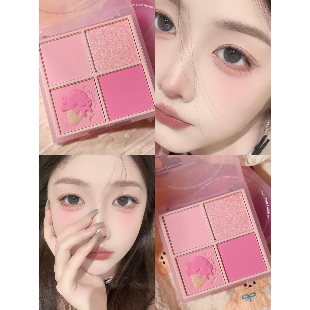 2024 Novo estilo de venda quente paleta de Blush de quatro cores sombra de alto brilho expansão integrada cor psiquiatra