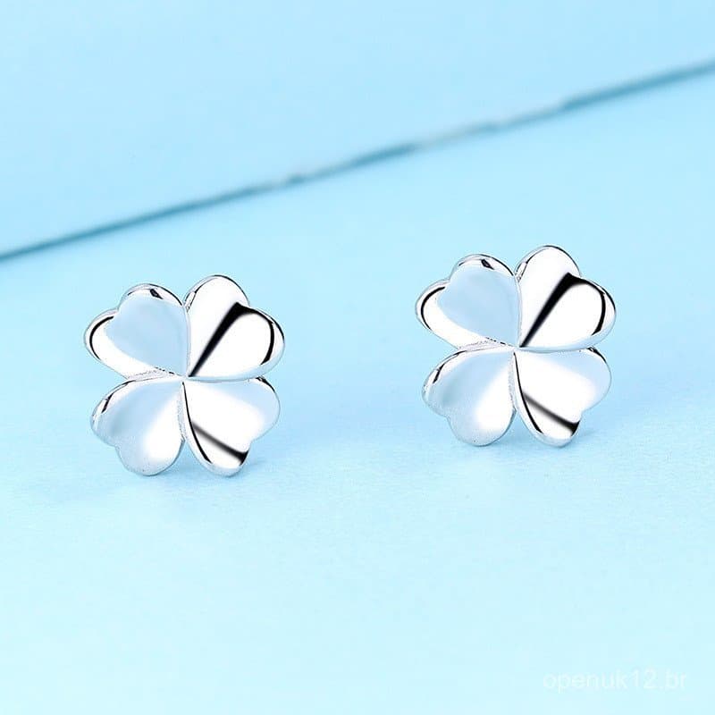 Brincos de flor com superfície lisa em prata pura S925, estilo coreano e japonês, simples e elegantes, brincos femininos