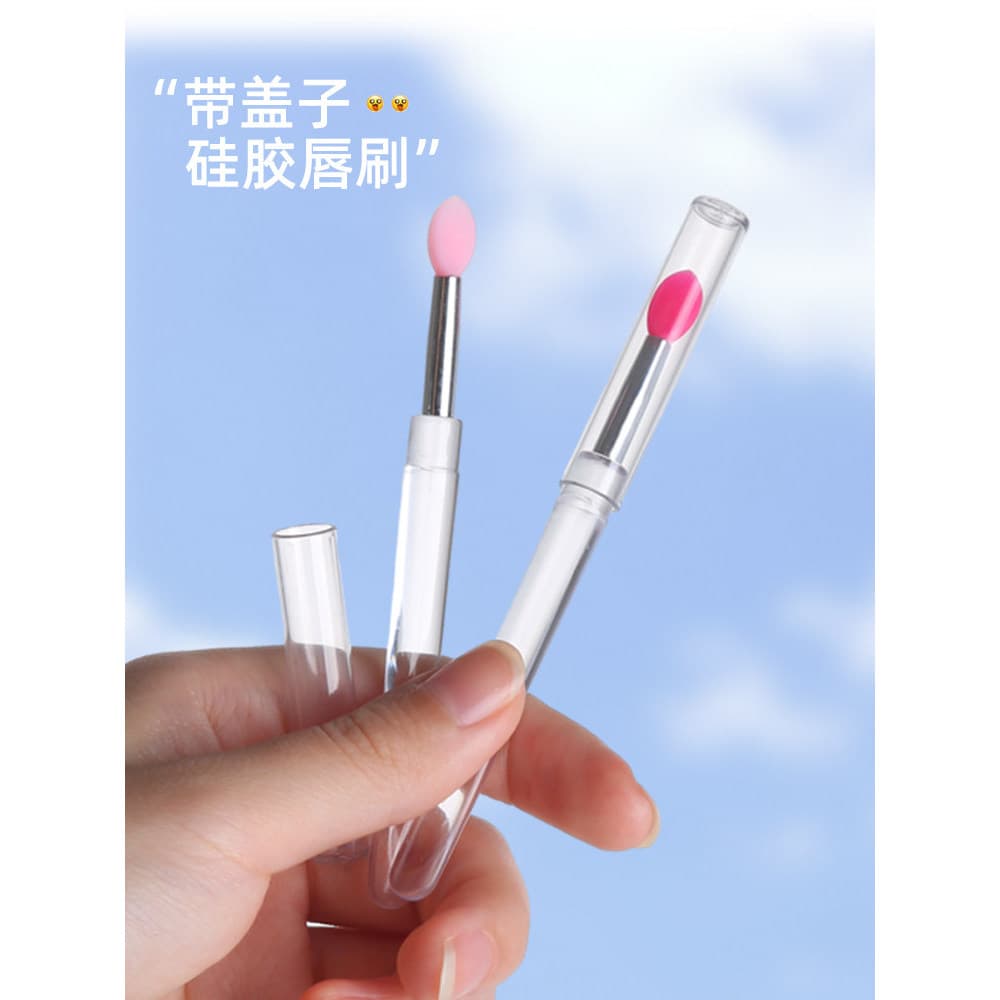 Escova labial de Silicone com tampa, escova Anti-poeira para máscara labial, batom, lantejoulas, sombra, portátil, multi