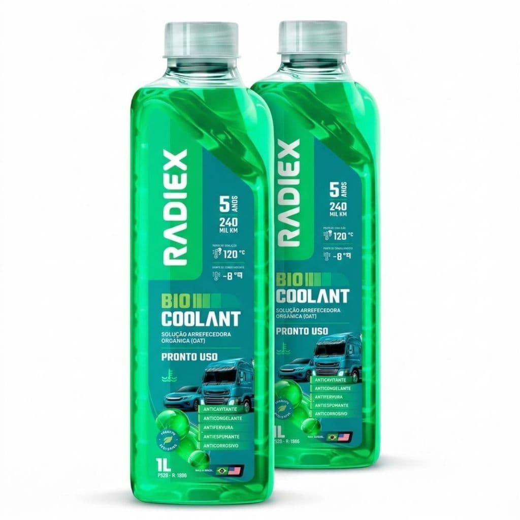 2 Aditivos Radiex Verde 1L Pronto Uso Organico OAT Para Radiador Fluido De Arrefecimento Sistema