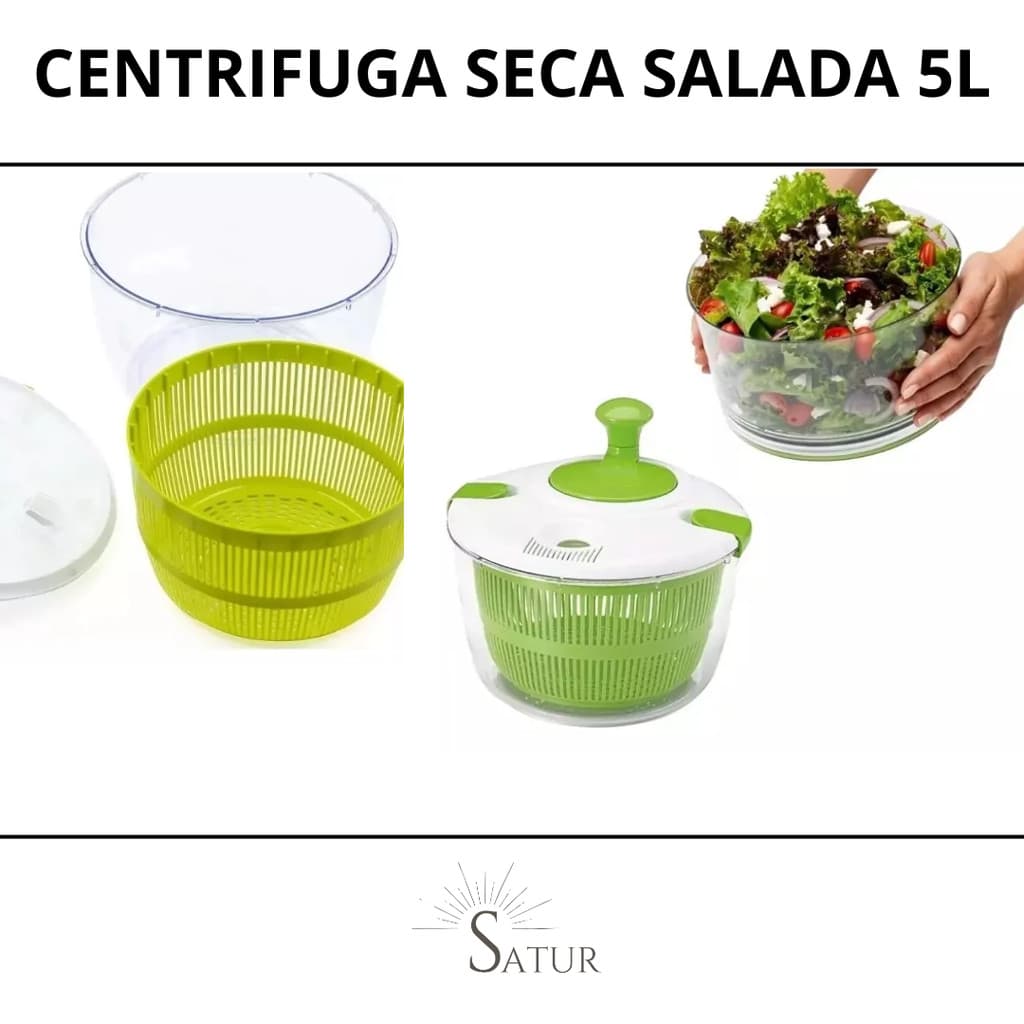 CENTRÍFUGA SECA SALADA 5L MANUAL PRÁTICA COZINHA