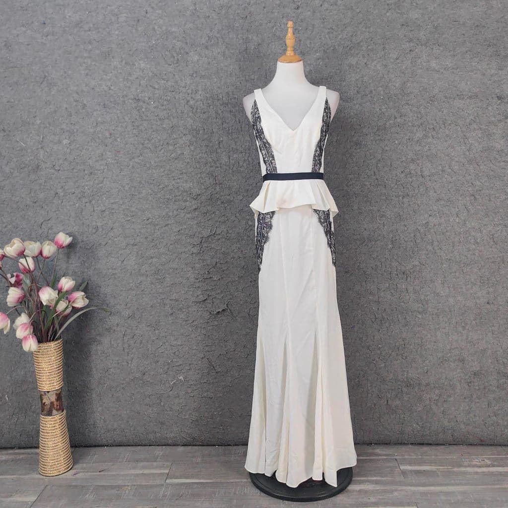Fishtail branco vestido de ombro duplo Casual vestido fino All-Match feminino simples mais magro olhar festa jantar fest