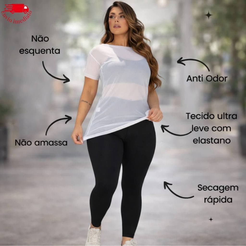 Blusa Feminina Plus Size Tule Vest Leg Academia Treino Respirável Caminhada