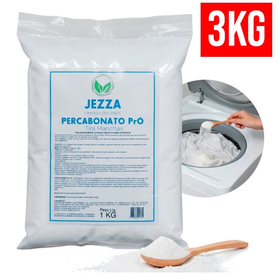 Alvejante Sem Cloro Percarbonato de Sódio Super Tira Manchas 3kg Roupas Brancas Limpeza Pesada EH