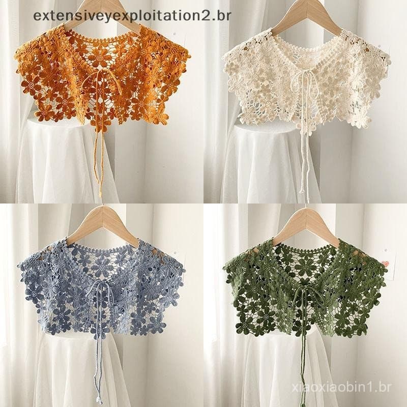 Moda Flor Renda Oco Xale Cor Sólida Rendas Até Colete Feminino Primavera Outono Versátil Decoração .