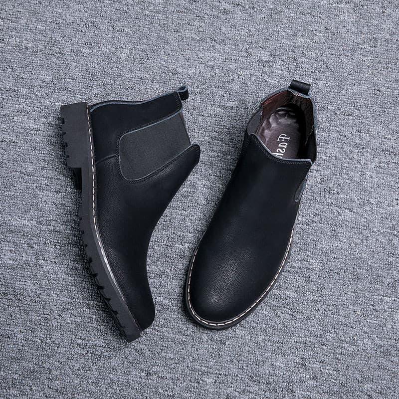 Manga preguiçosa Chelsea botas masculinas Martin botas curtas estilo britânico Retro botas gerais masculinas de sola gro