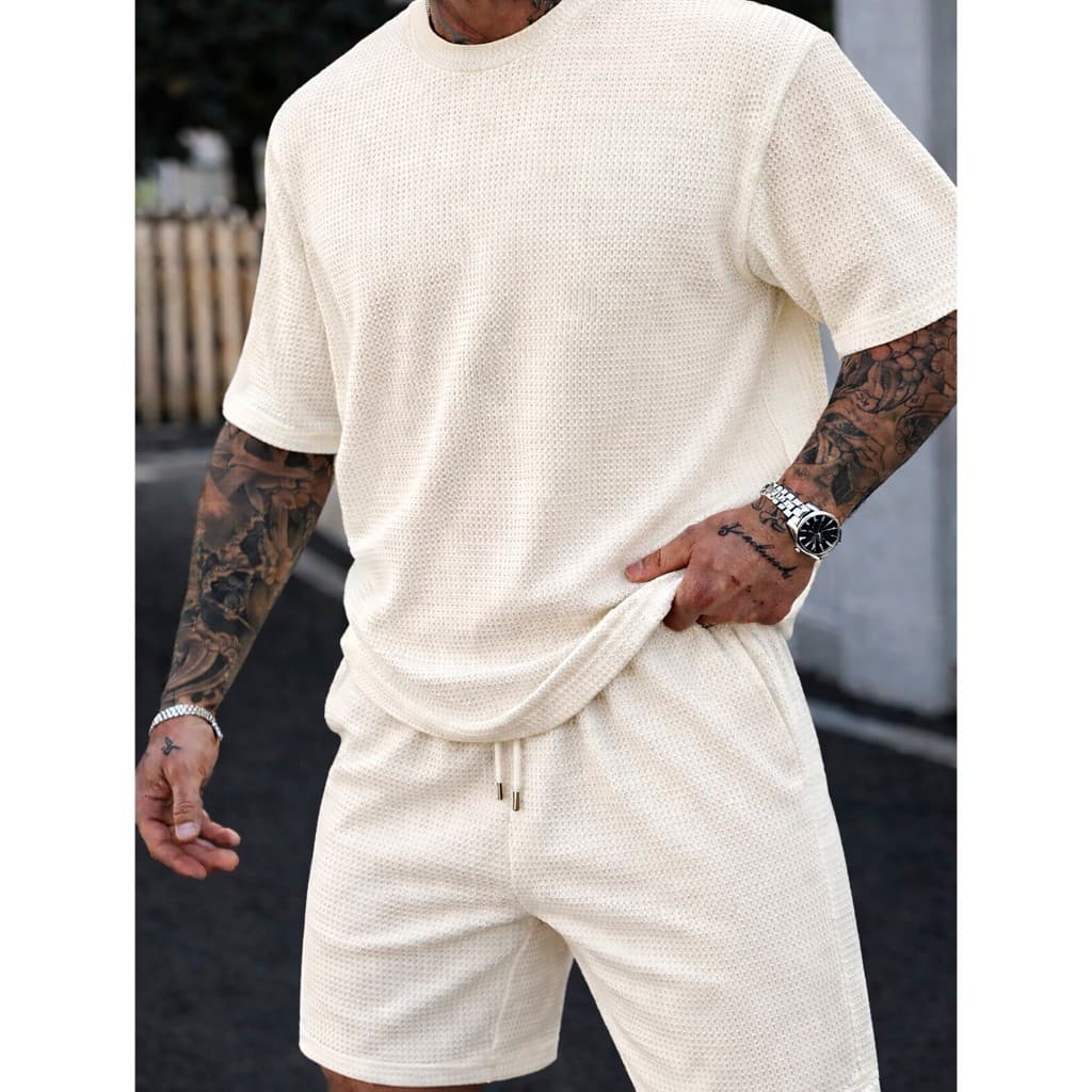 Conjunto Camiseta e Short Texturizado Kit 2 Peças Lançamento Tecido Premium