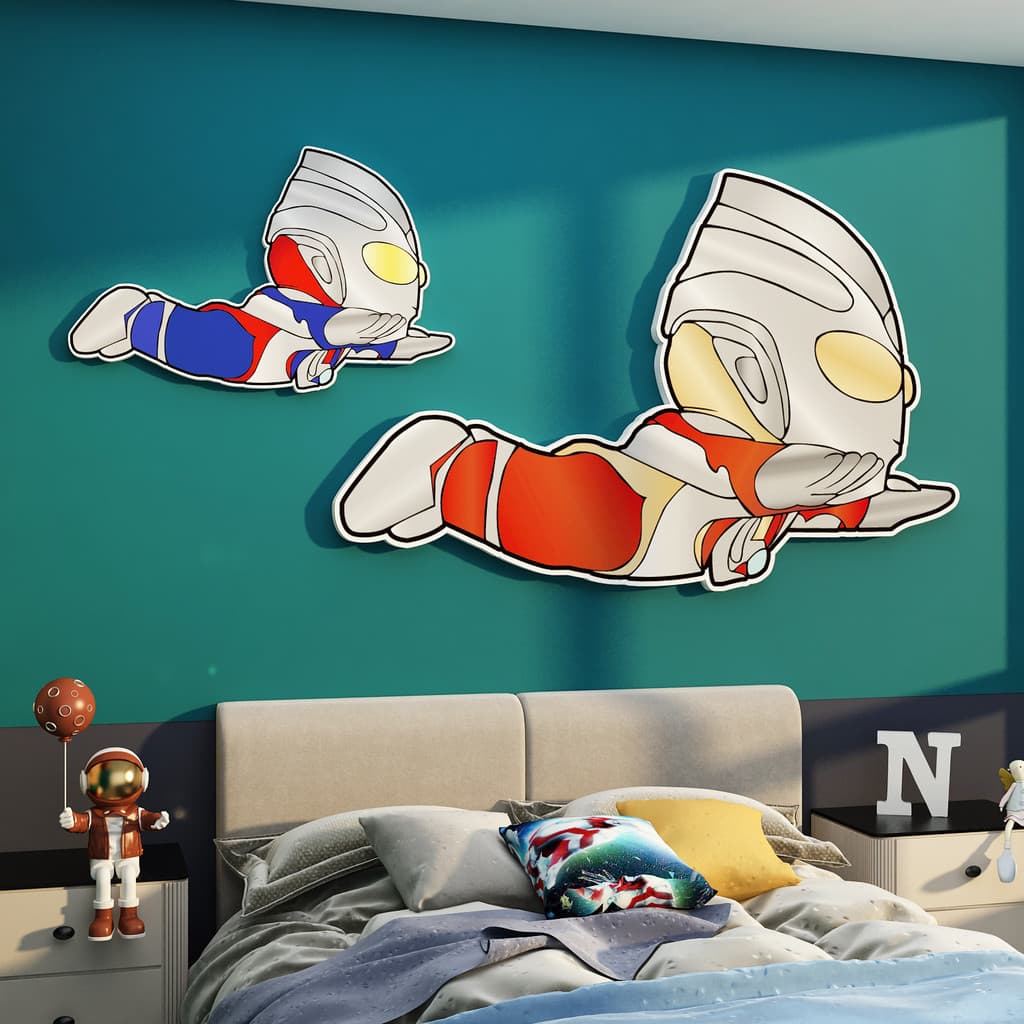 Ultraman cartaz adesivo pintura área dos desenhos animados decoração do quarto das crianças menino bebê quarto parede ca