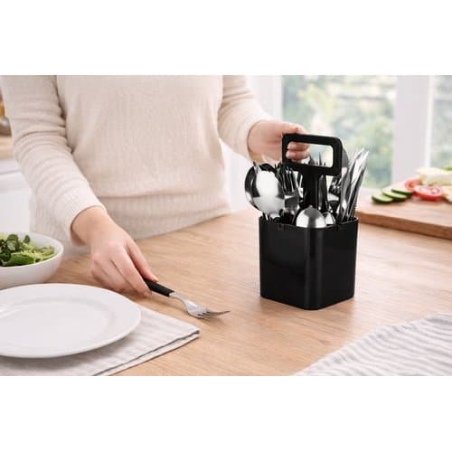 Conjunto Talheres Verona 25 Pecas Preto Design Moderno Aco Inox Resistente Alta Qualidade