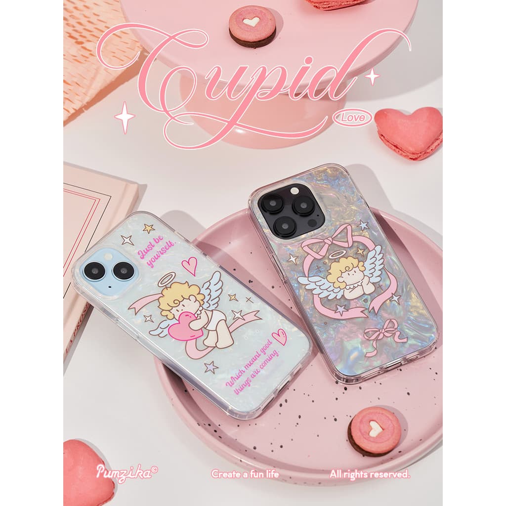 Pumzika Original Shell Padrão Little Angel Girl Cupido Bonito Rosa Padrão de Camada Dupla Adequado para Apple iphone15pr