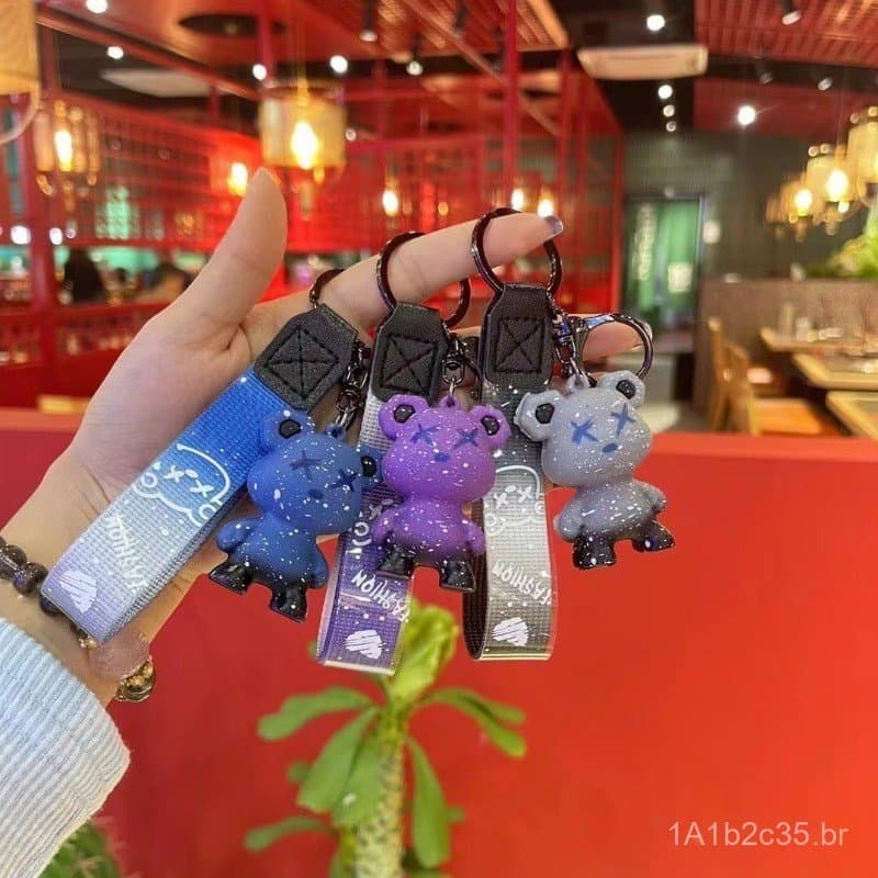 Chaveiro de Urso Camaleão para Mulheres e Casais, Pingente de Chaveiro para Carro e Bolsa, Presente Criativo Pequeno par