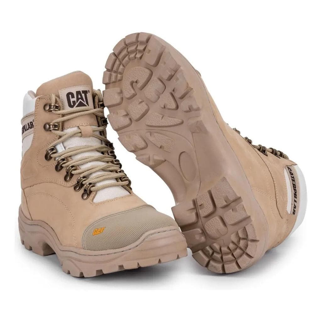 BOTA MASCULINA CATERPILLAR COURO LEGÍTIMO ADVENTURE GEL ORTOPÉDICO TRILHA TRABALHO RESISTENTE ANTIDERRAPANTE CONFORTO