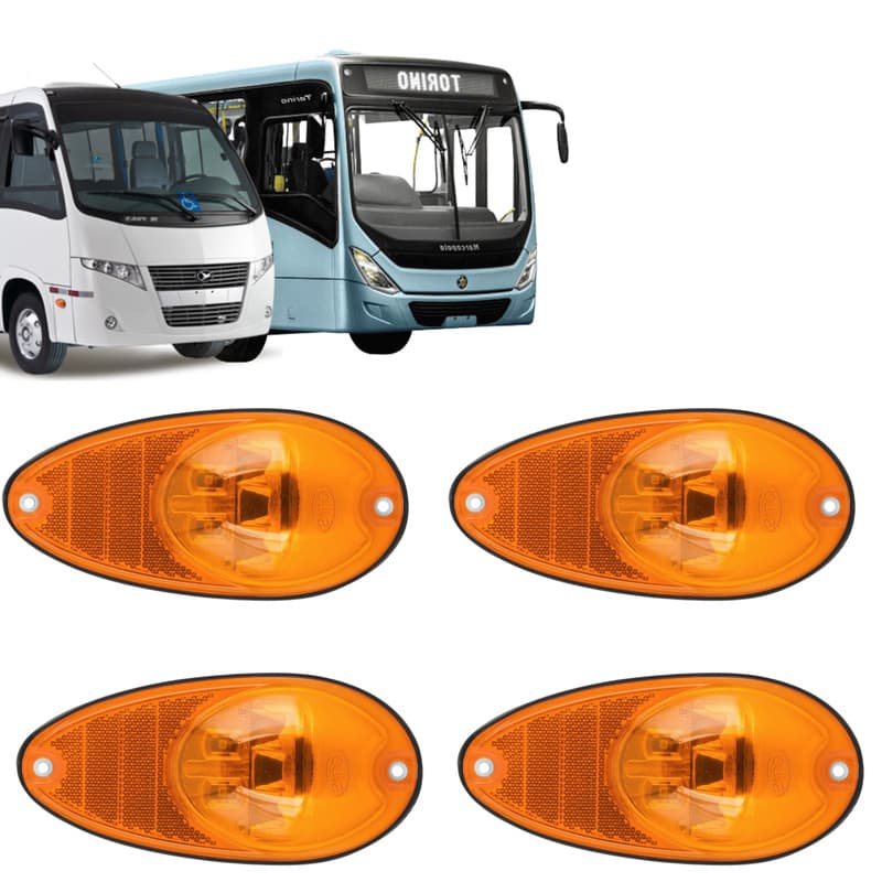 KIT 4 LANTERNA LATERAL 3 LED POSIÇÃO E PISCA P/ ONIBUS MARCOPOLO TORINO VOLARE MASCARELLO COMIL