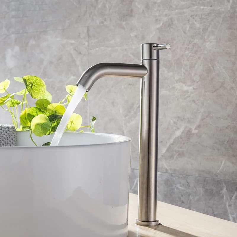 Torneira Cozinha ou Banheiro Inox Alta Estilo Cascata Água Fria Design Moderno
